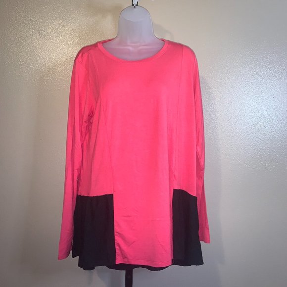A522781** LOGO by Lori Goldstein Rayon 230 Layered Top w/ Jacquard Hem - Picture 1 of 3